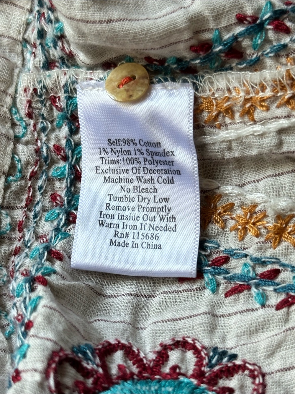 Johnny Was 3J Workshop Embroidered Boho Peplum Tunic Top Medium M - Picture 10 of 12